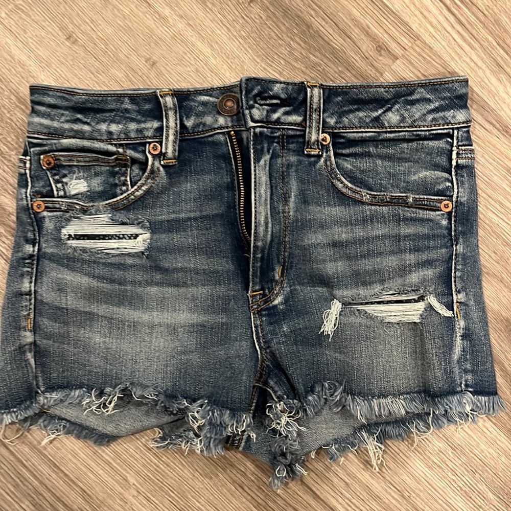 American eagle dark wash stretch denim shorts